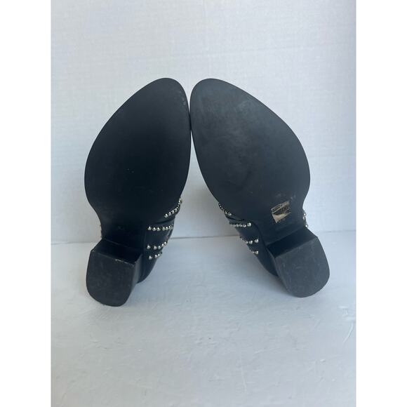 Jeffrey Campbell Rylance Black Leather Studded Ankle Low Block Heel Booties 9.5 - Picture 7 of 9